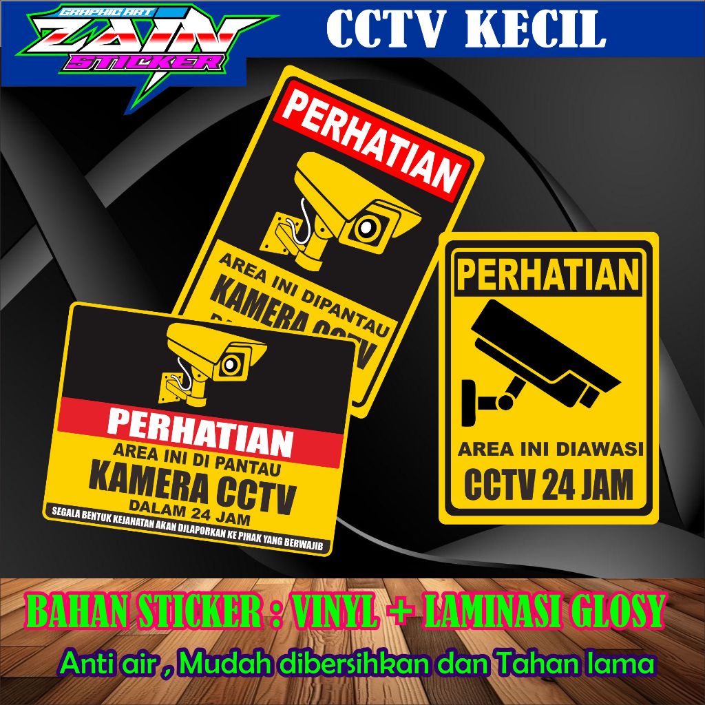 

STIKER VINYL CCTV KECIL LAMINASI GLOSSY