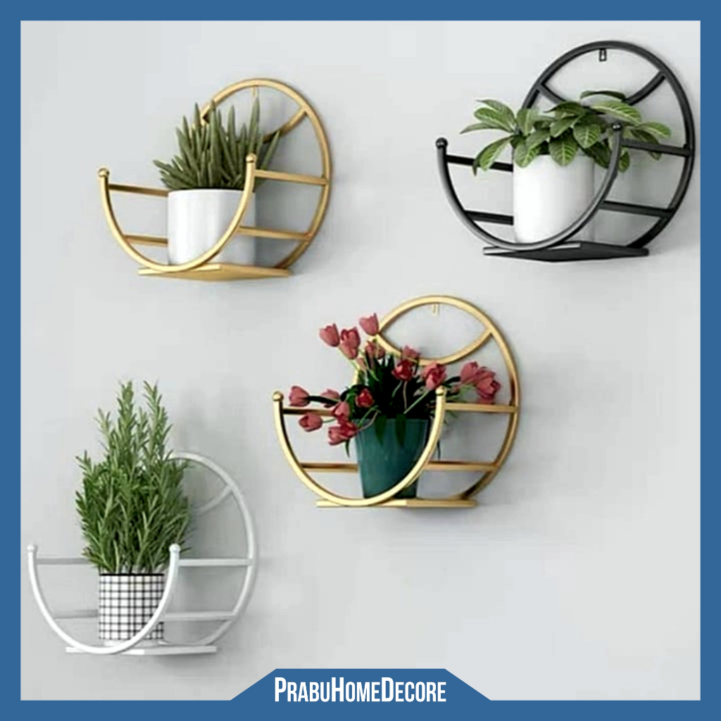 Rak Besi Setengah Lingkaran Modern Style Penyimpanan Selang Taman | Rak Pot Besi Hanger Dekorasi Din