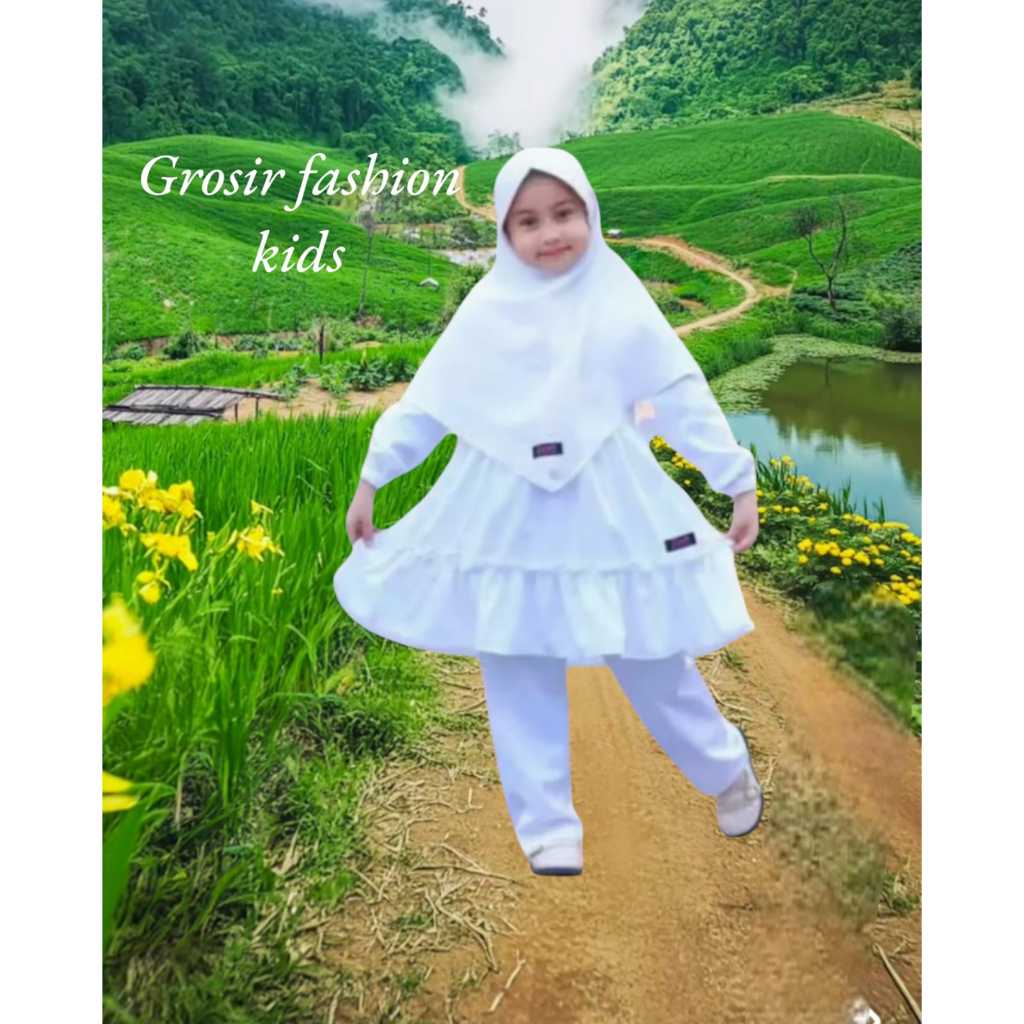 aresha collectoion baju ihrom anak perempuan  putih bersih usia 3-10 tahun