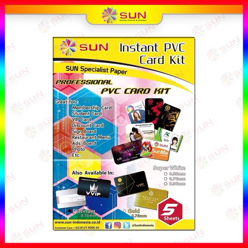 

PVC ID Card A4 PREMIUM - SUN Kertas PVC ID Card Super White 0.76/0.96, Silver/Platinum 0.76 (Isi 5 Lembar)