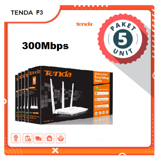 Tenda F3 Router N300 Paket 5 Unit