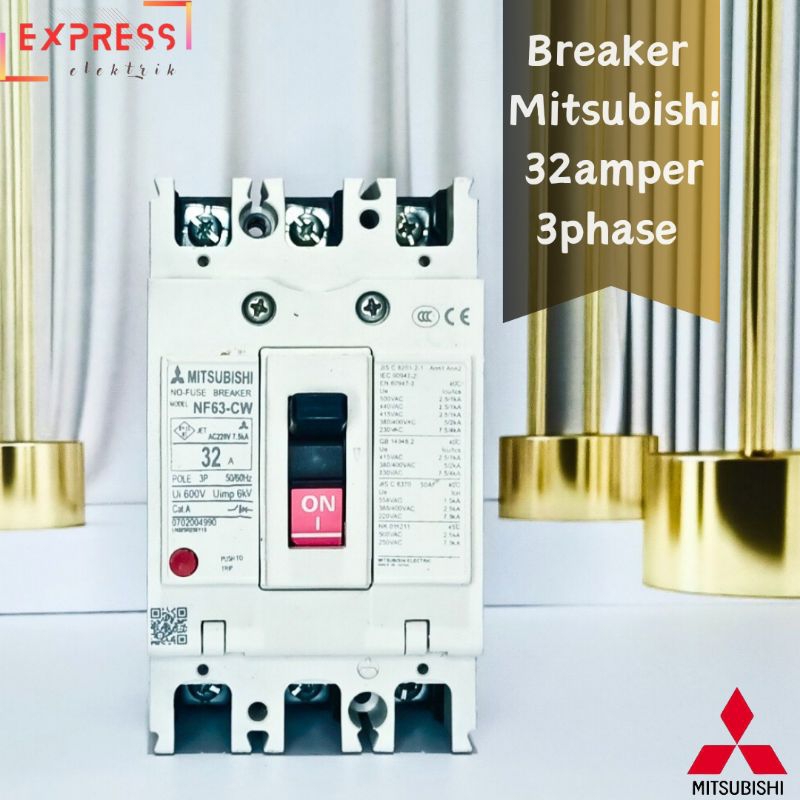 Mccb breaker Mitsubishi NF63-CW 32amper 3phase