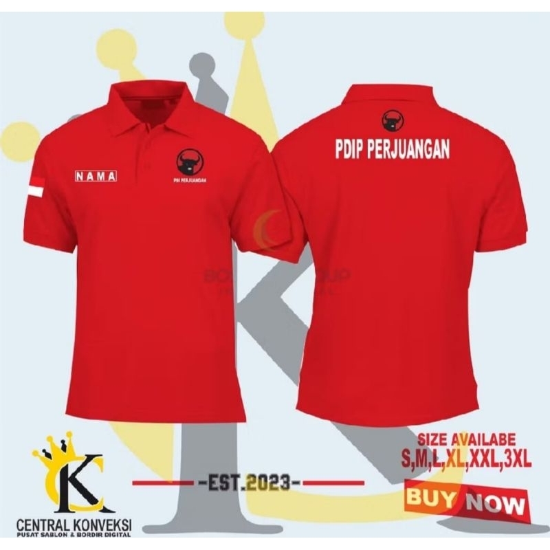 KAOS POLO PDI PERJUANGAN FREE NAMA