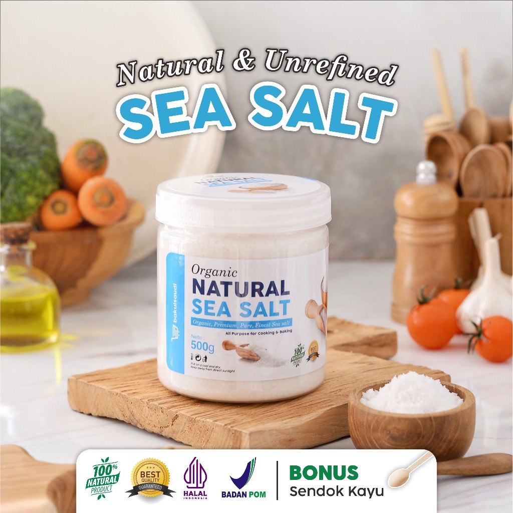

Garam Laut Organik Sea Salt Pure Organic Alami Premium Asli 100% / Seasalt Fine Grain non GMO Halus