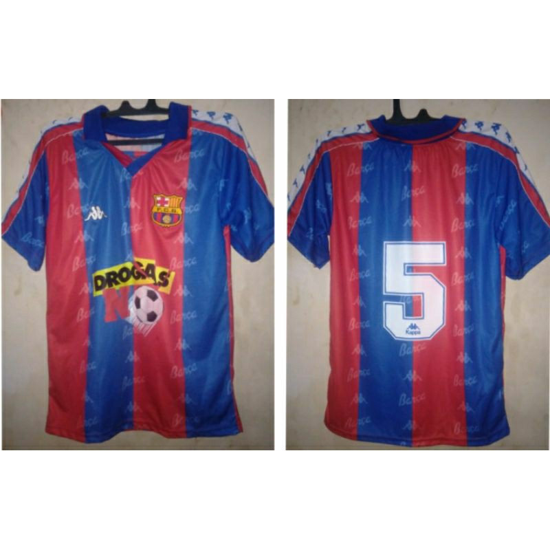 Jersey Retro FC Barcelona Home 1992 1995 Sponsor No Drugs