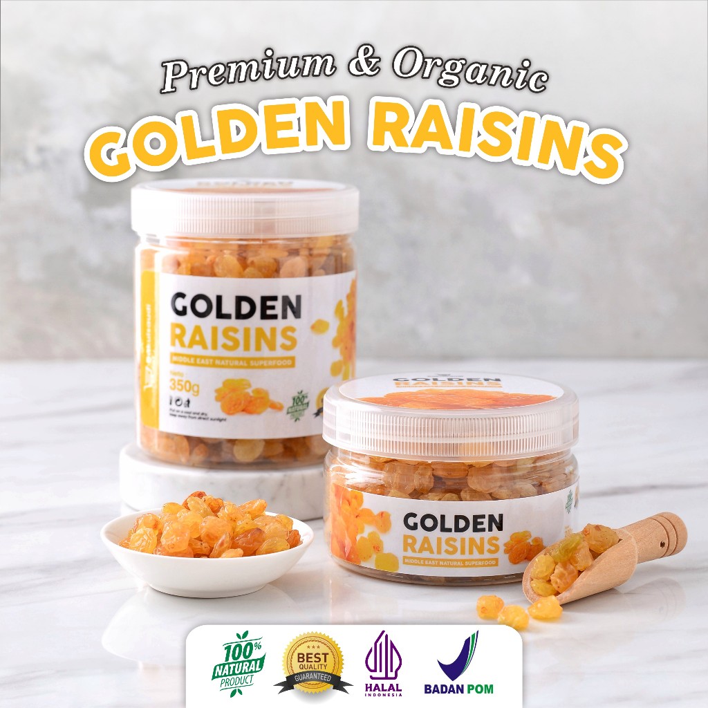 

Golden Raisins Organic Premium 100% / Kismis Golden Raisin Asam Manis Simin Organik