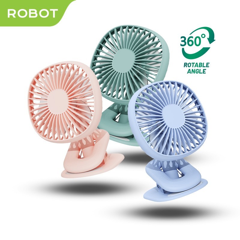 Robot Mini Fan RT-BF10B Kipas Angin Portable dengan Klip Kuat Original