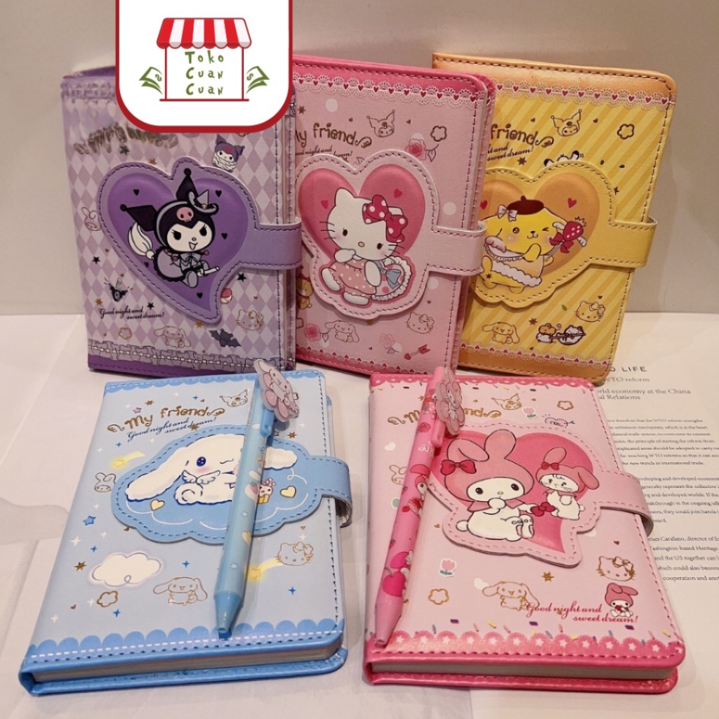 

TCC PAKET 2IN1 GIFT SET NOTEBOOK SANRIO MAGNET BUKU DIARY FREE PEN FULL COLOR AESTHETIC HAMPERS