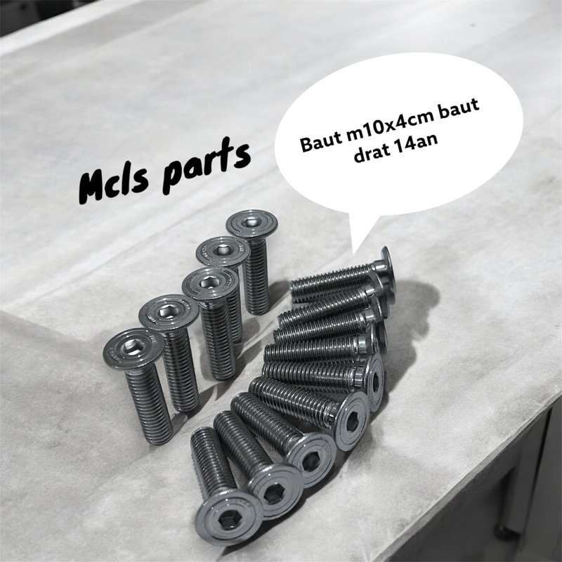 Baut Stainless Slim M10/Drat 14 panjang 4 cm( drat kasar )