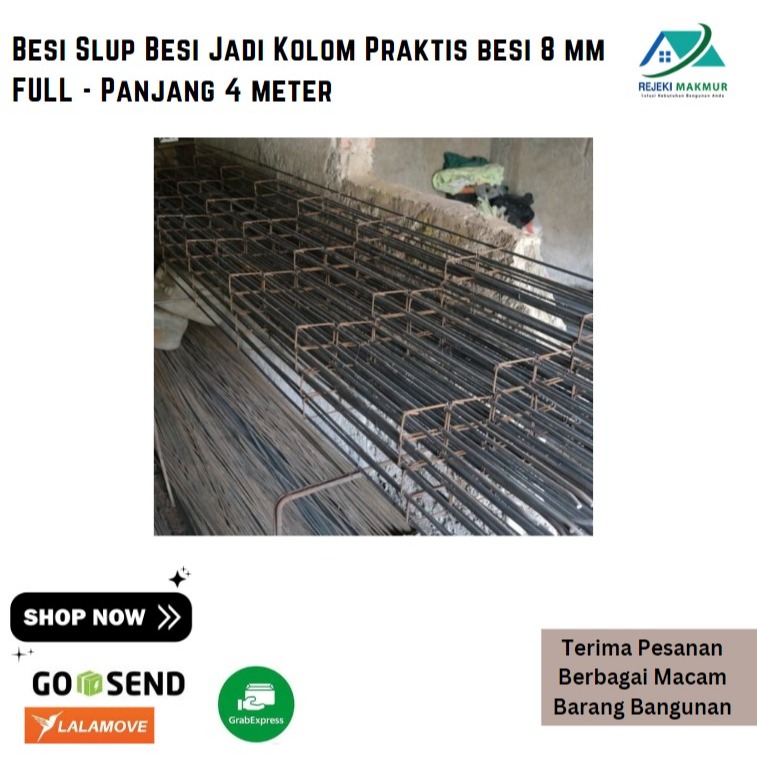 Besi Slup Besi Jadi Kolom Praktis besi 8 mm FULL - Panjang 4 meter