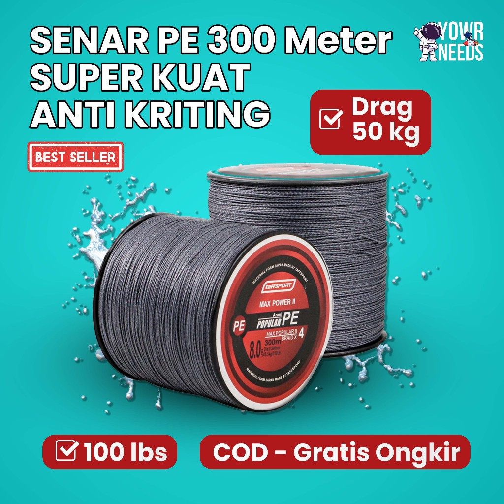 SENAR PE 300 METER SENAR PANCING PE 500 M Super Kuat Kecil Halus Anti Kriting Tali Benang Pancing