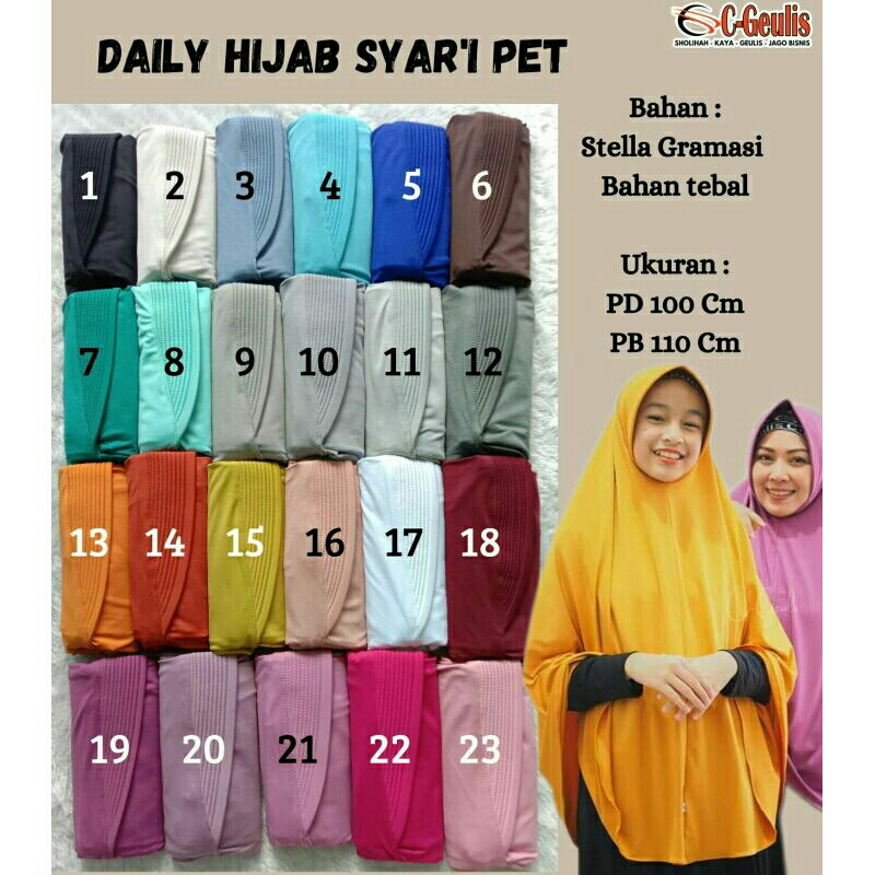 C-Geulis Daily Hijab Syar'i Pet Kerudung Syar'i Bergo Syar'i
