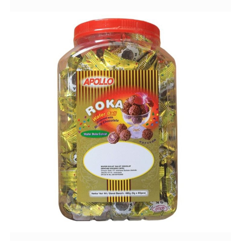 Navi_Lezatoz Apollo Roka Coklat Kemasan Toples Dan Refill-Roka Wafer Cokelat-Wajar Ball Chocolatte