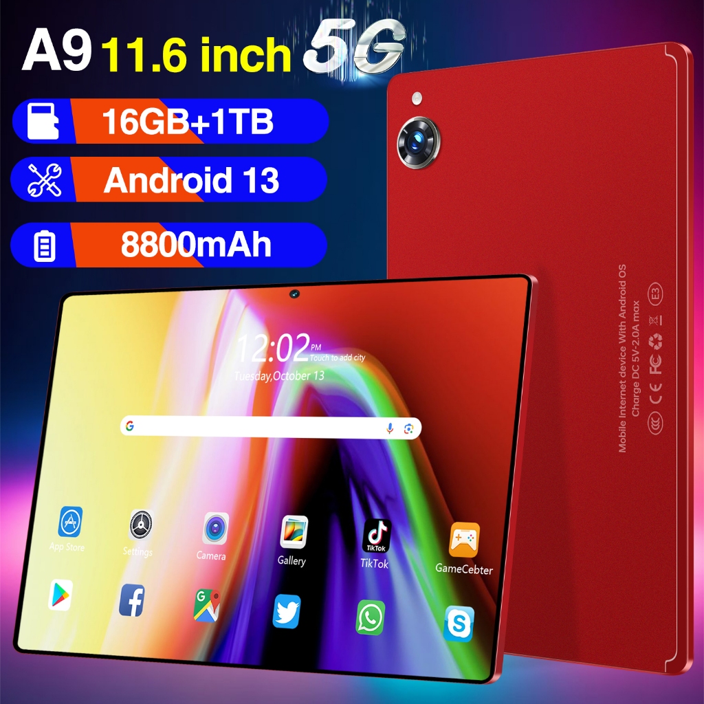 Tablet PC A9 / S11D Android 13.0 11.6inch Tablet Murah RAM 16GB+1024GB ROM Wif 5G Dual SlM Tablet PC