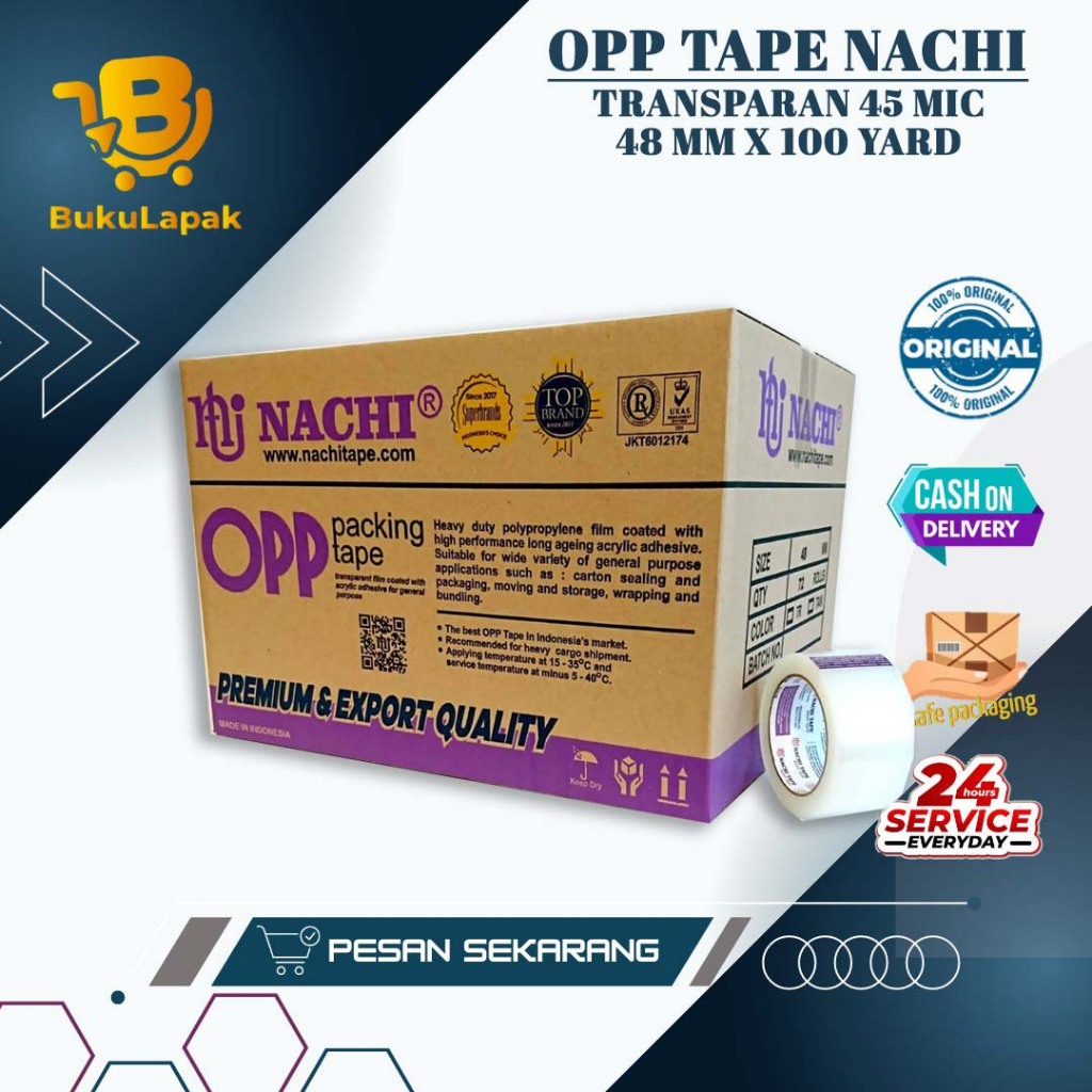 

Lakban Nachi Isolasi Bening 48 MM x 100 Yard Original 2 Inch x 100 Yard Opp Tape Nachi 1 Dus