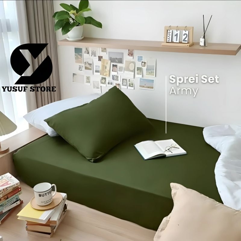 (TERMURAH) SPREI MOTIF POLOS / SEPREI MOTIF POLOS / SPREI POLOS ARMY / SPREI BANTAL GULING POLOS / S