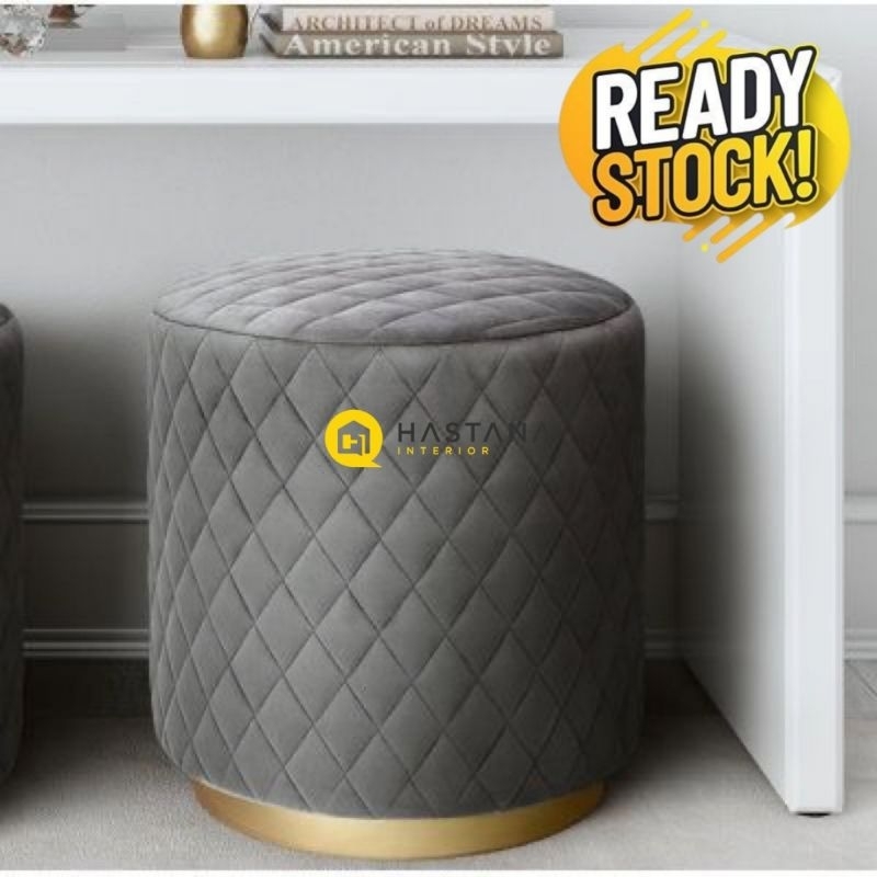sofa bulat motif / stool bulat single / sofa meja dudukan meja rias aestetik / sofa unik / sofa keci