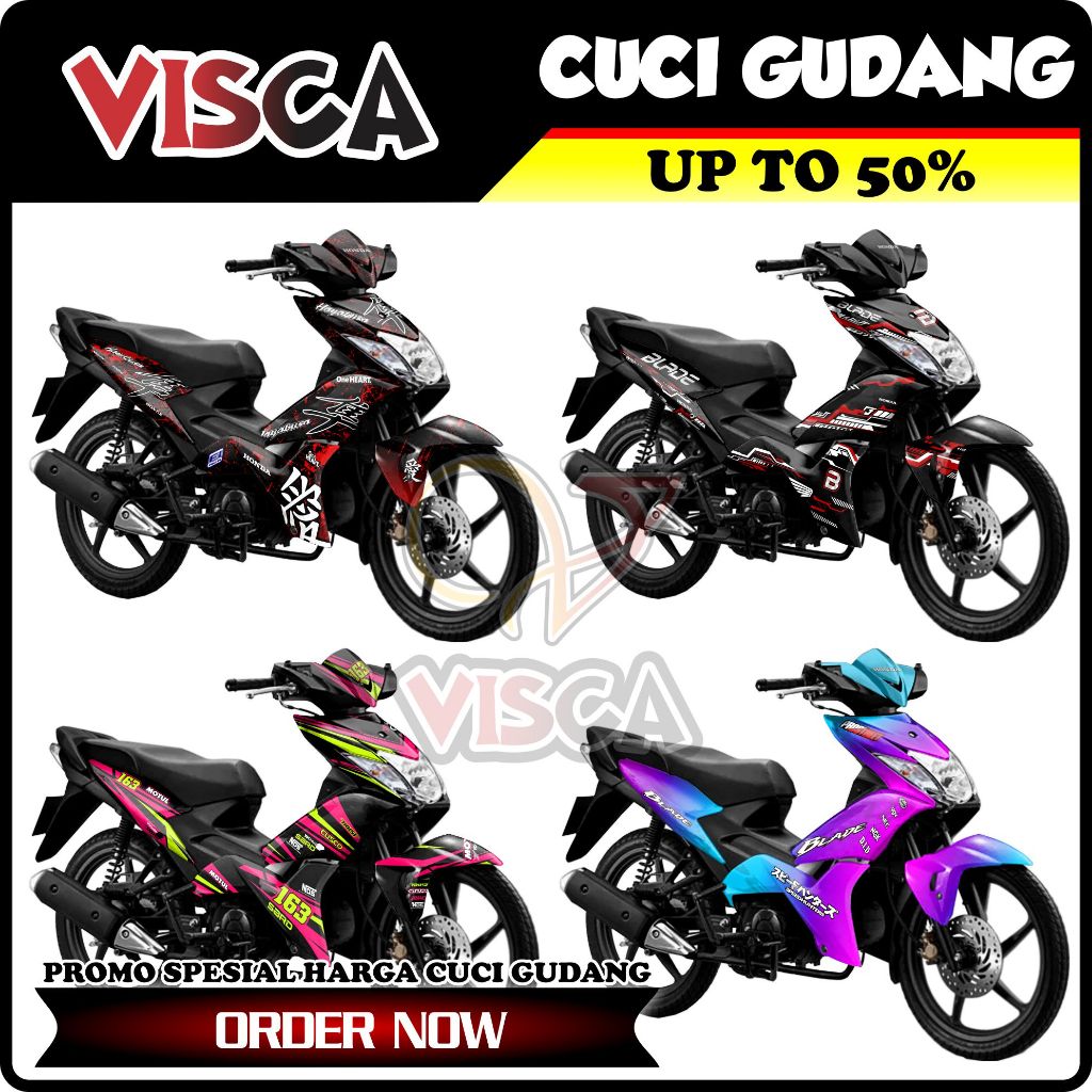 【CUCI GUDANG】Decal Blade 110 Karbu Full Body Variasi Harga Murah / Stiker Motor Blade 110 Old Full B