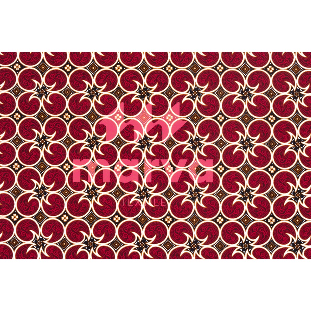 Kain Batik Meteran Premium Bahan 100% katun motif abstrak warna merah by Marva textile