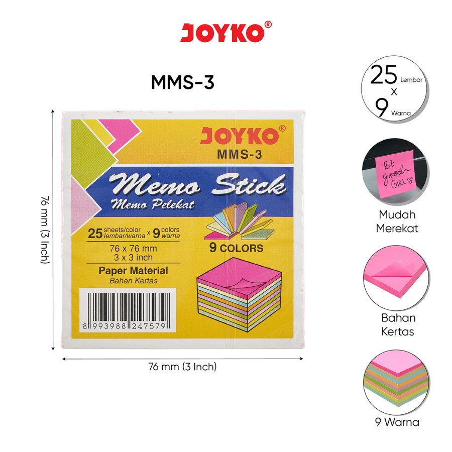 

Memo Stick Kertas Memo Tempel Sticky Note Joyko MMS-3