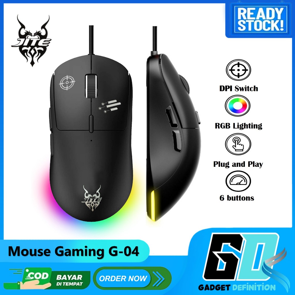 JITE Mouse Gaming G-04 2600DPI Gaming Mouse RGB Kabel USB 500 - 1000 Hz fps