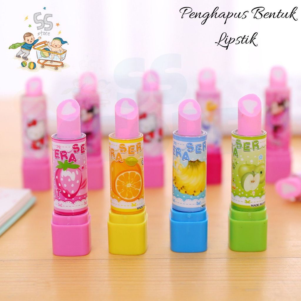 

Penghapus Pensil Motif Karakter Bentuk Lipstik Warna Warni