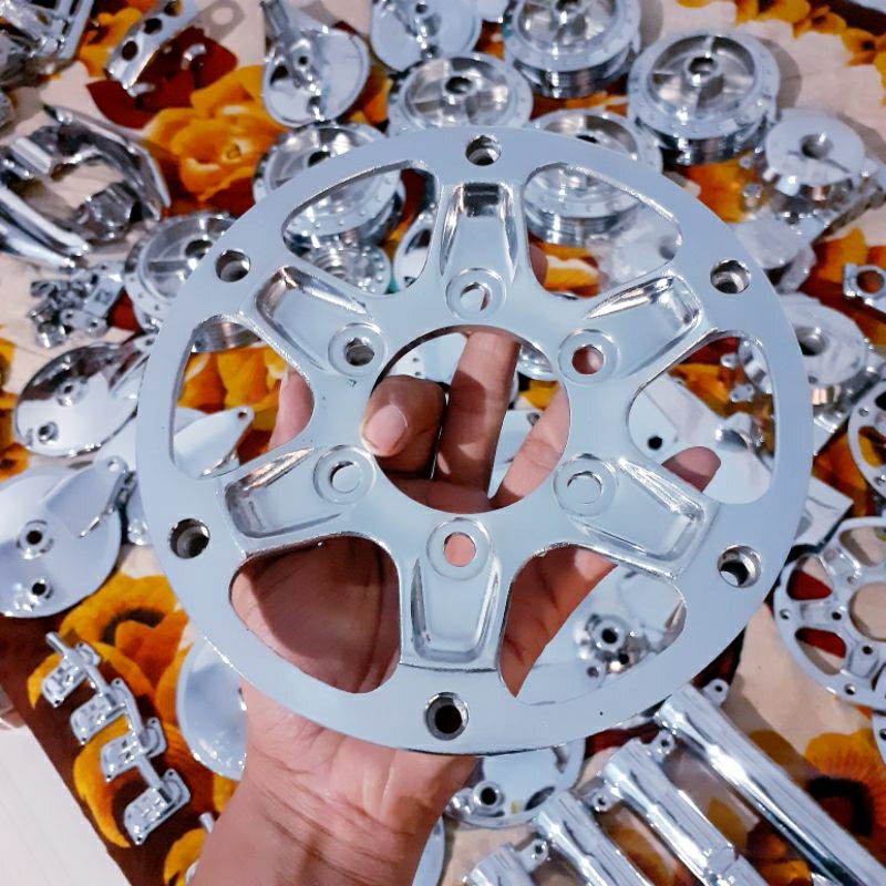Plendes dudukan cakram tromol depan honda tiger revo original chrom crom