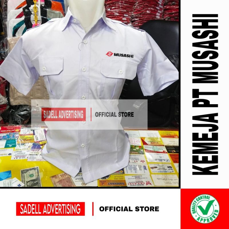 Kemeja PT MUSASHI Seragam PT Musashi Putih PDH PDL Lengan Pendek Pria Bordir