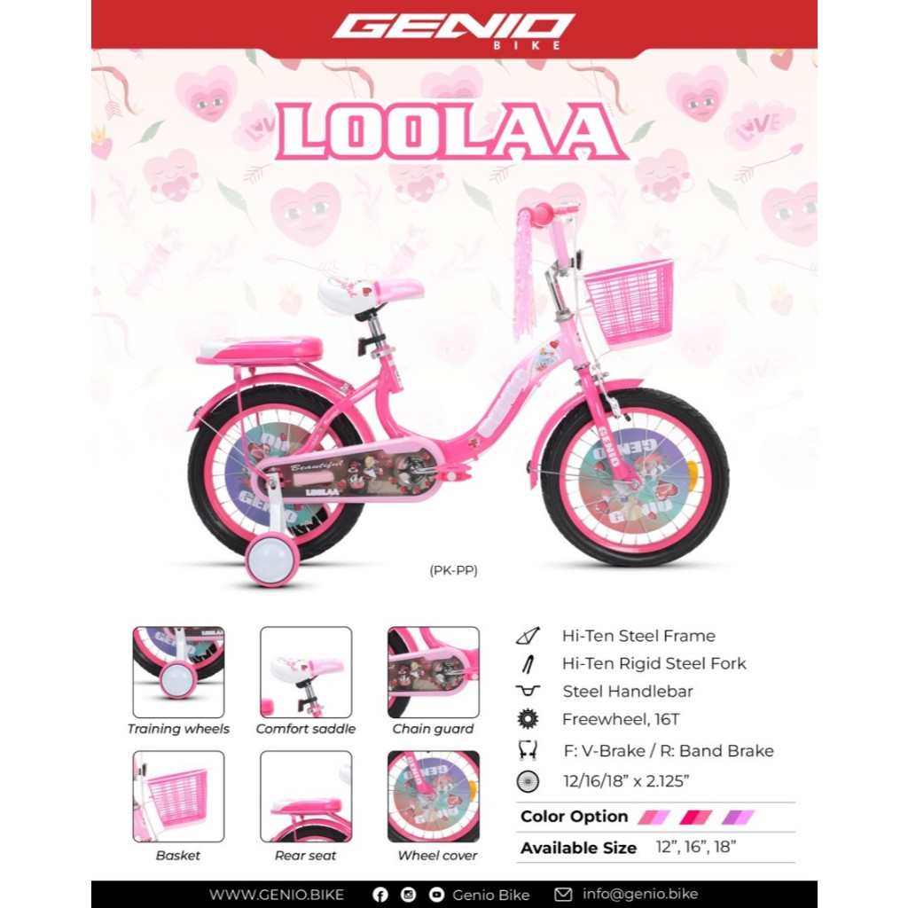 Sepeda Anak Perempuan 12 16 18 Genio Loola NEW by United