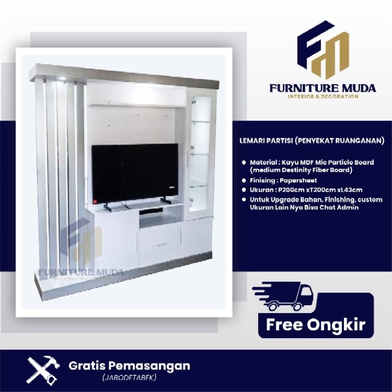 LEMARI PARTISI/PENYEKAT RUANGAN DUA SISI/PARTISI MINIMALIS
