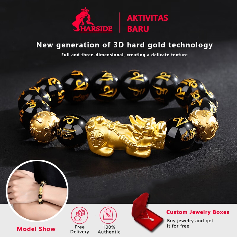 Harside Jewelry Gelang Aesthetic Budha Manik Simbul Keberuntungan pria Asli Gelang Doa Naga Pixiu Em