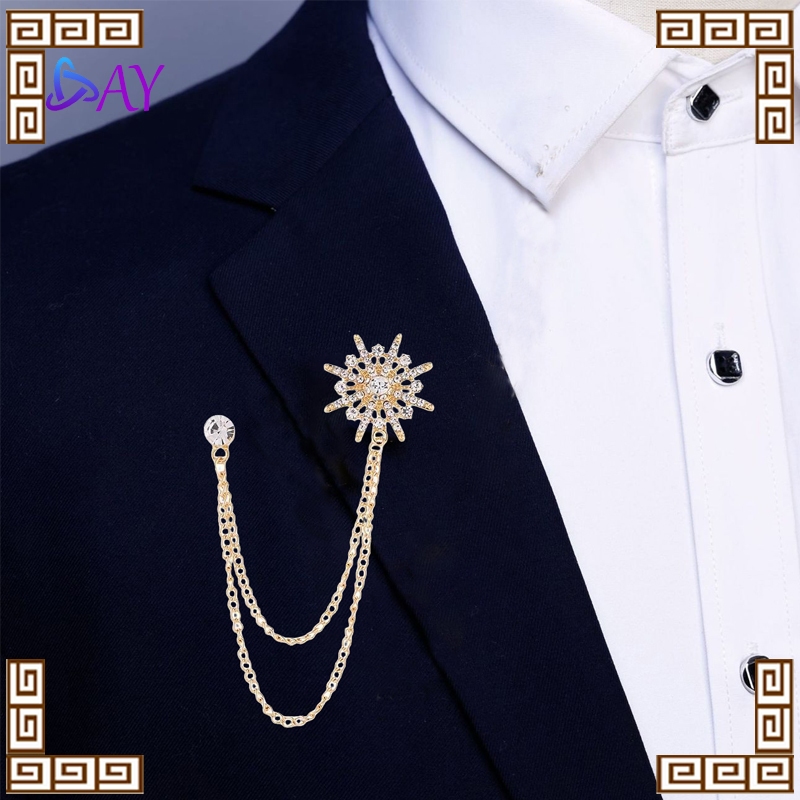 Lapel Pin Bros Aksesoris Pin Jas Blazer Melayu Rantai Baju Pin Baju Melayu Rumbai Rantai Baju Melayu