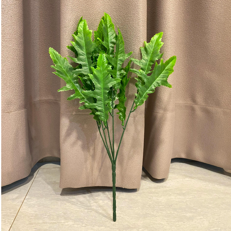 0341 / Daun Plastik Buket 5 Cabang daun gelombang cinta Artificial