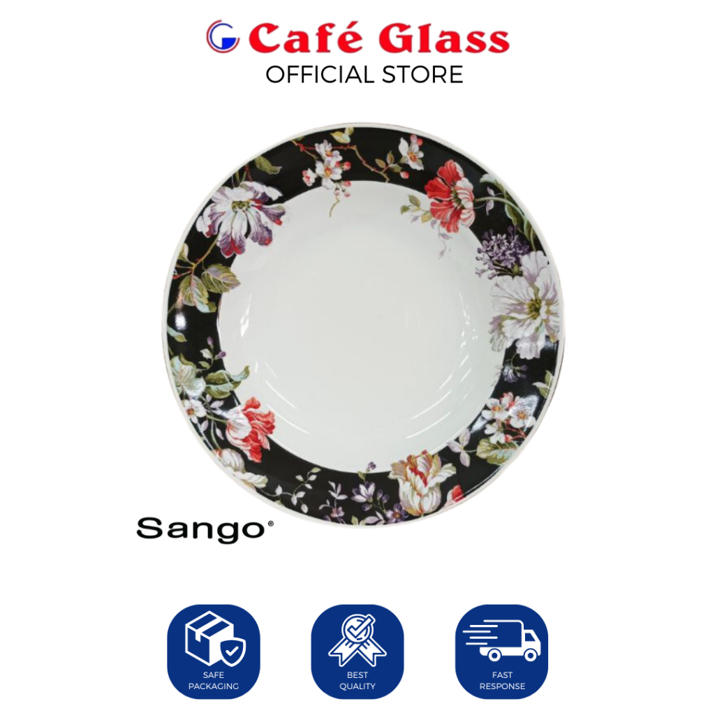 PIRING SANGO MOTIF BUNGA I PIRING MAKAN KERAMIK ELEGAN I PIRING VIRAL ESTETIK