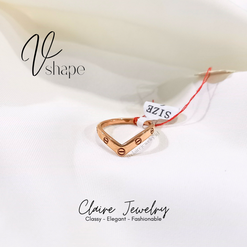 [CLAIRE JEWELRY] - Cincin Titanium Fuji CTR - Cincin Cartir TItanium - Cincin V Shape - Cincin Fuji 