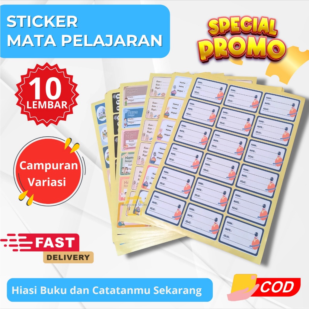 

Label Sticker Mapel / Stiker Mata Pelajaran / Stiker Nama Buku Tulis Sekolah ( Isi 180 Pcs )