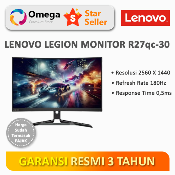 Monitor Gaming Lenovo Legion R27qc-30 27" QHD Curved