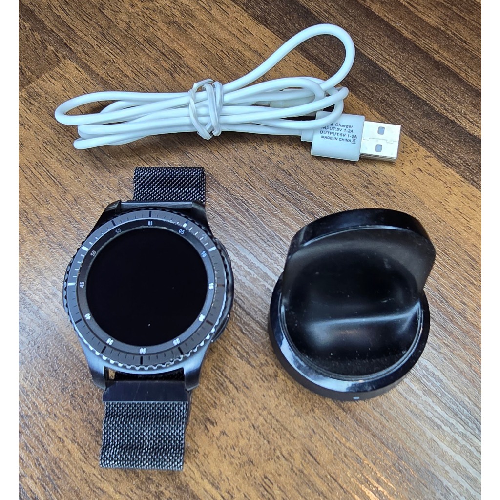 JAM TANGAN SMART WATCH SAMSUNG GALAXY WATCH GEAR S3 FRONTIER WARNA HITAM FULL BLACK BEKAS SECOND 2ND