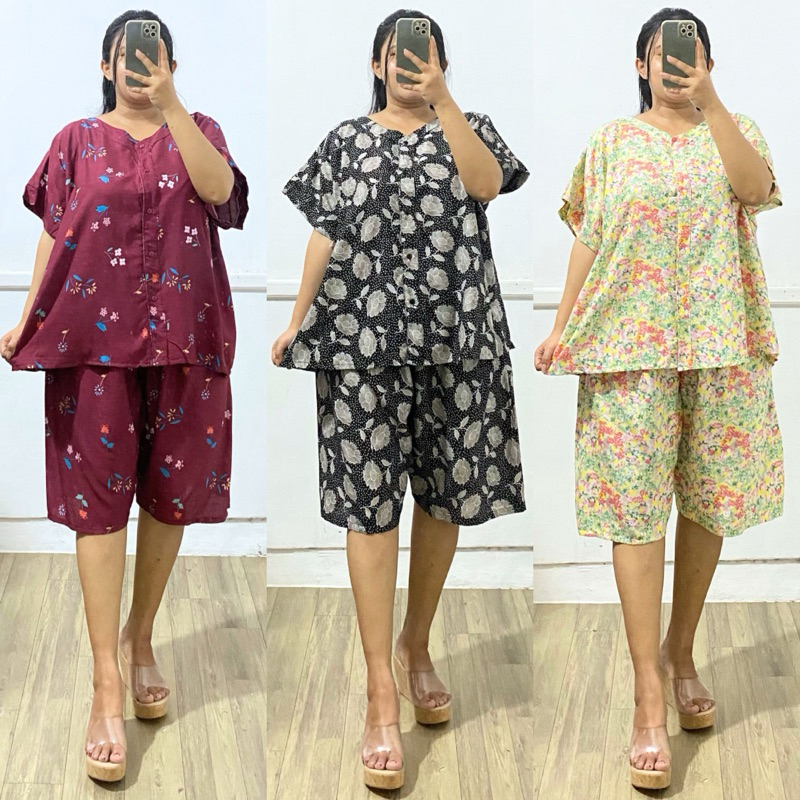 ONESET JUMBO CELANA SELUTUT LD 130 | SETELAN JUMBO LD 130 | SETELAN VNECK CELANA SELUTUT JUMBO RAYON