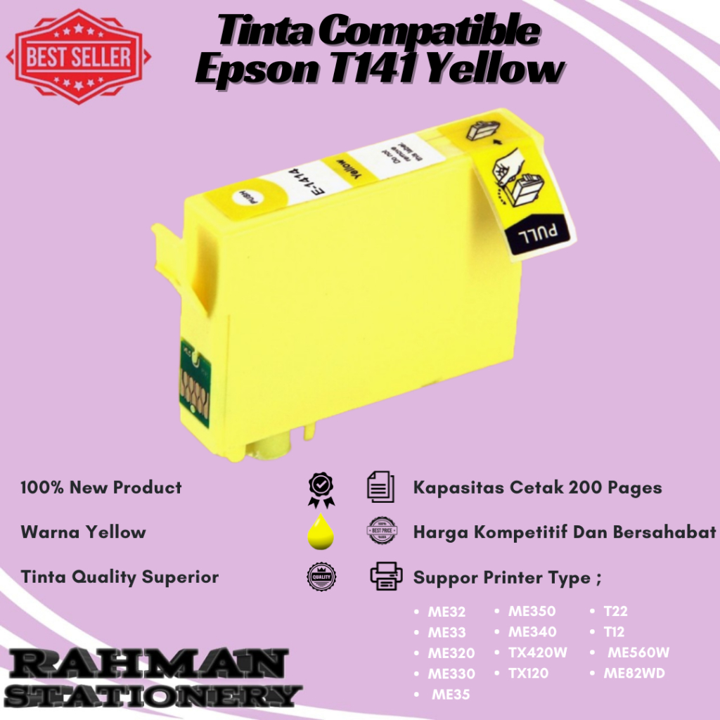 Cartridge Tinta Compatible Epson 141 T141 ME32 ME320 ME340 ME900WD - yellow