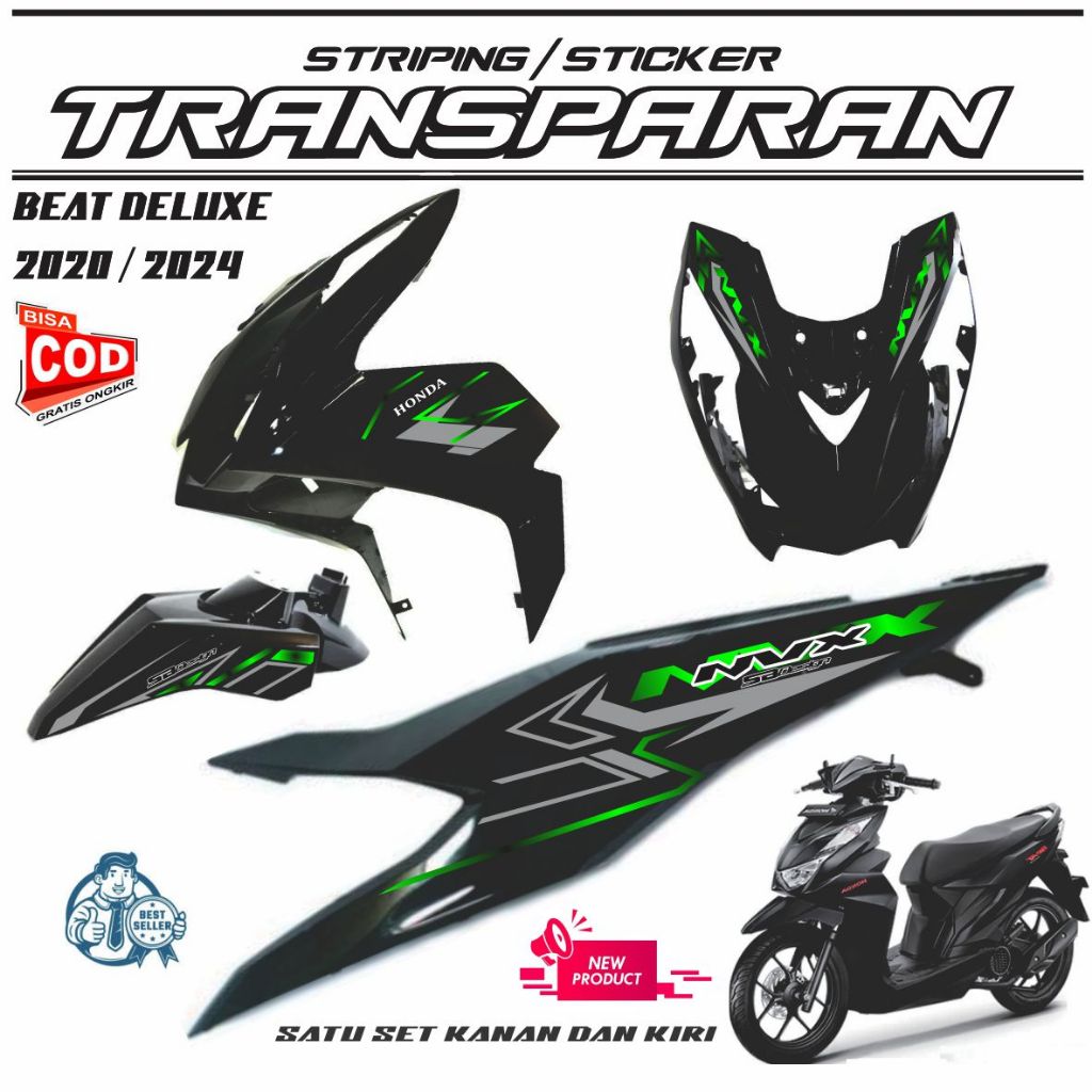 Stiker Striping Transparan Beat Deluxe Speciale NVX Candy Konsep Abubulux