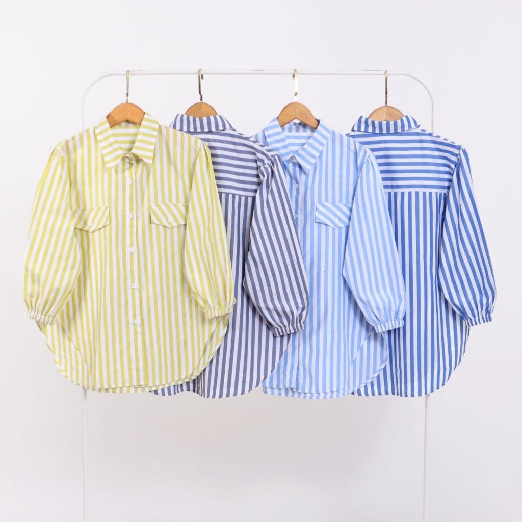 SANIK | Kemeja Wanita Motif Salur -  Kemeja Katun Jepang