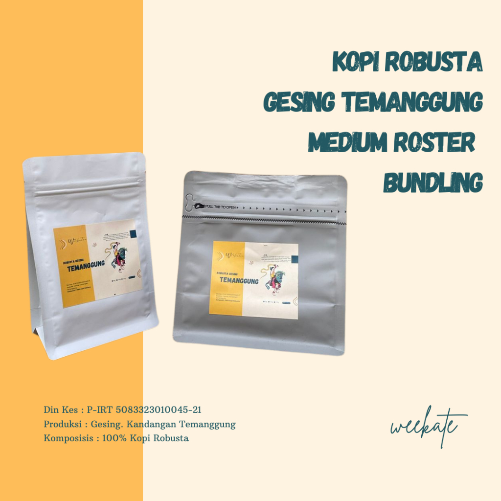 

Kopi Robusta Gesing Temanggung bundling 100gram + 50gram