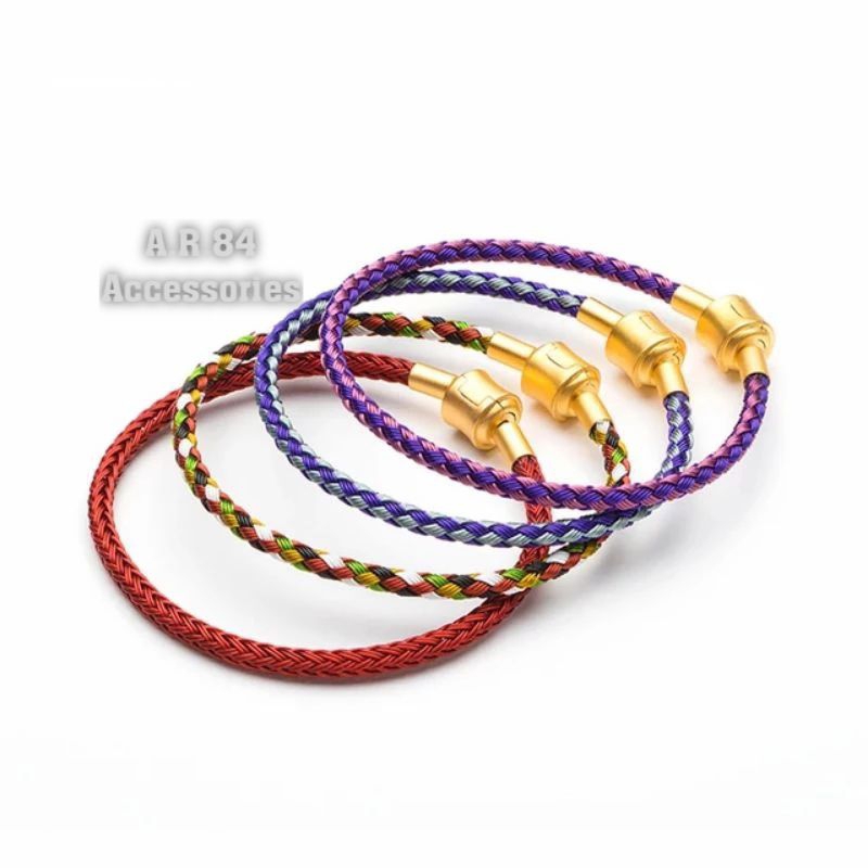 COD✅Gelang Tali Kawat Wire Rope Anti Air Bisa Diisi Liontin Huruf Emas