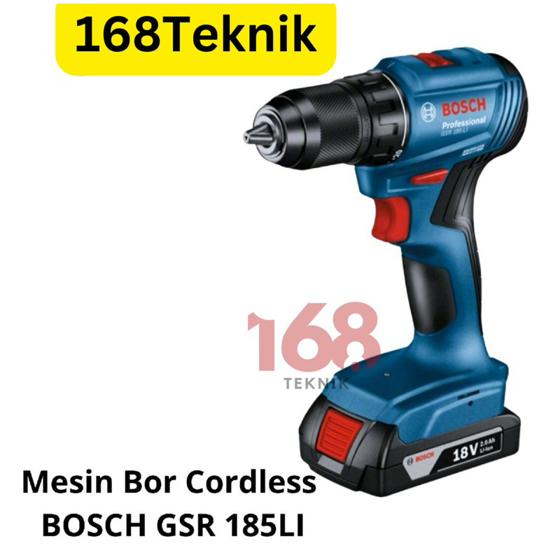 Mesin Bor Cordless Baterai Brushless BOSCH GSR 185LI