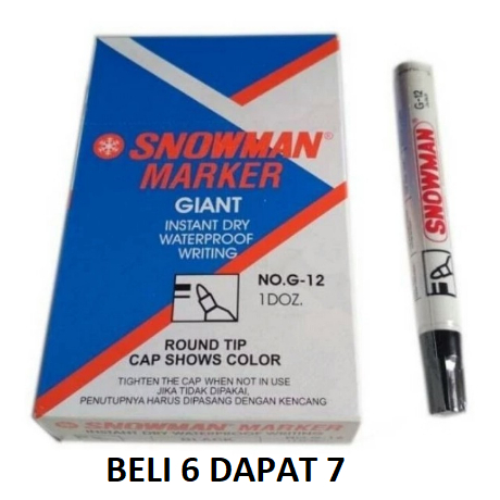

Spidol Permanent SNOWMAN G-12 / Spidol Snowman Permanent Marker G12 HITAM