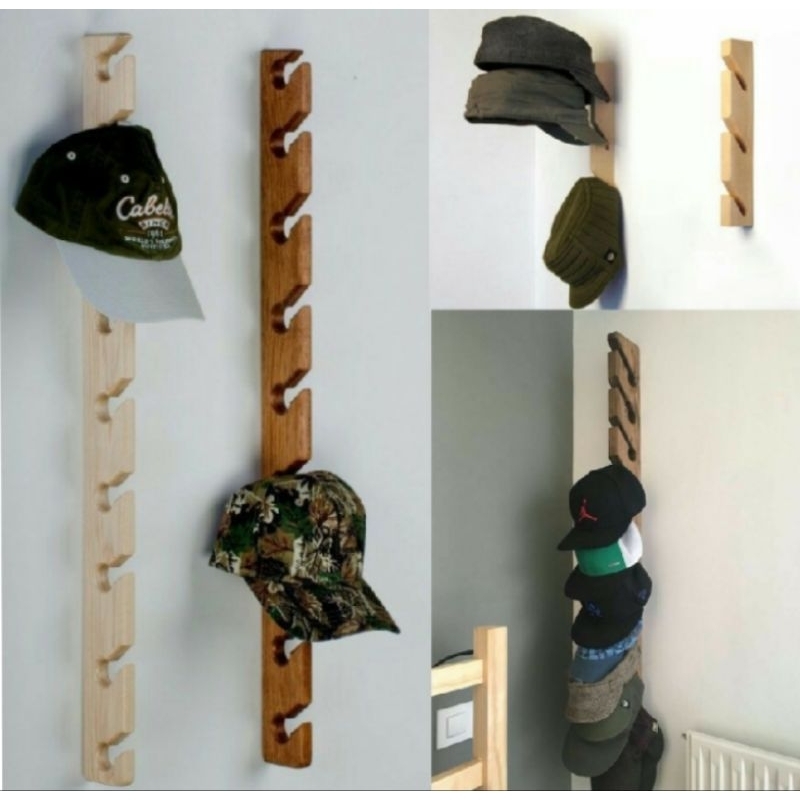 Rak Topi Tempel Dinding / Rak Topi Kayu / Hangar Topi / Display Topi / Gantungan Topi / Rak Topi