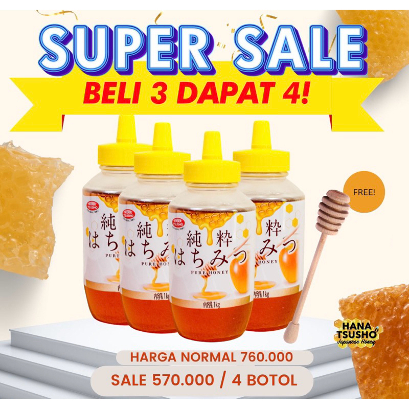 

Paket Hemat Beli 3 GRATIS 1 Madu Murni Jepang HanaTsusho 1 KG (CHECKOUT 4 BOTOL UNTUK BUY 3 FREE 1)