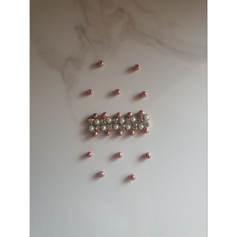 10pcs Payet rangkai mutiara bunga kristal rose gold tua