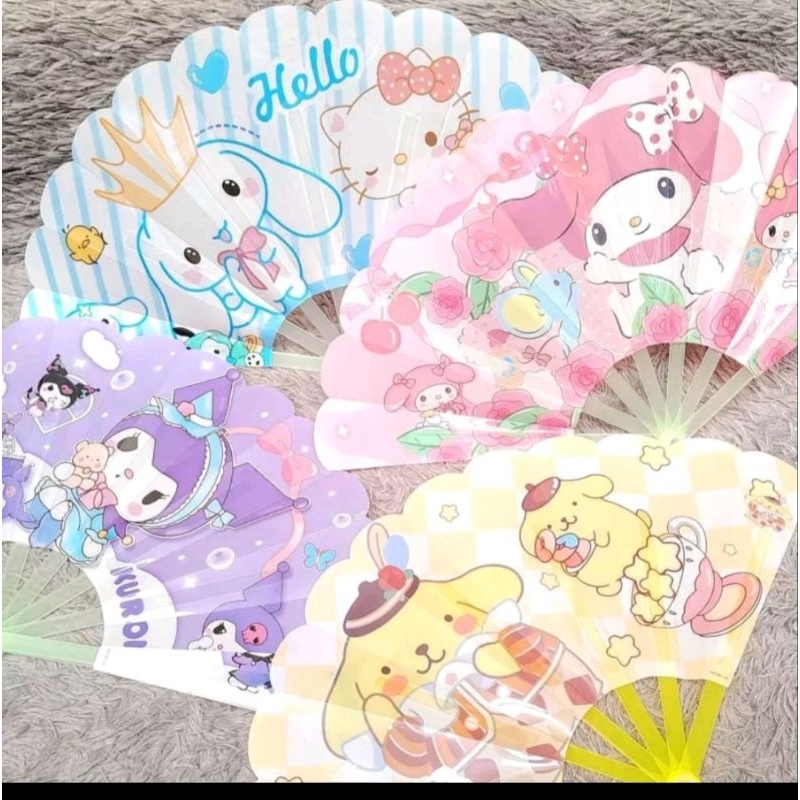 kipas lipat Sanrio 12 pcs kipas anak karakter kipas karakter plastik grosir
